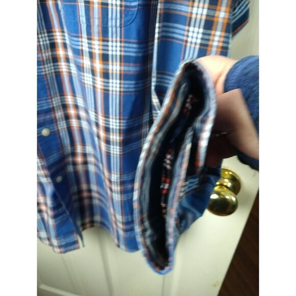 Chaps Men's Easy Care Cotton Long sleeve Button Down Shirt, Large, Blue Plaid - Picture 8 of 11